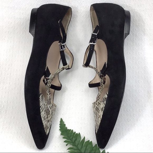 Marc Fisher Black Suede Snakeskin Flats - Picture 7 of 11